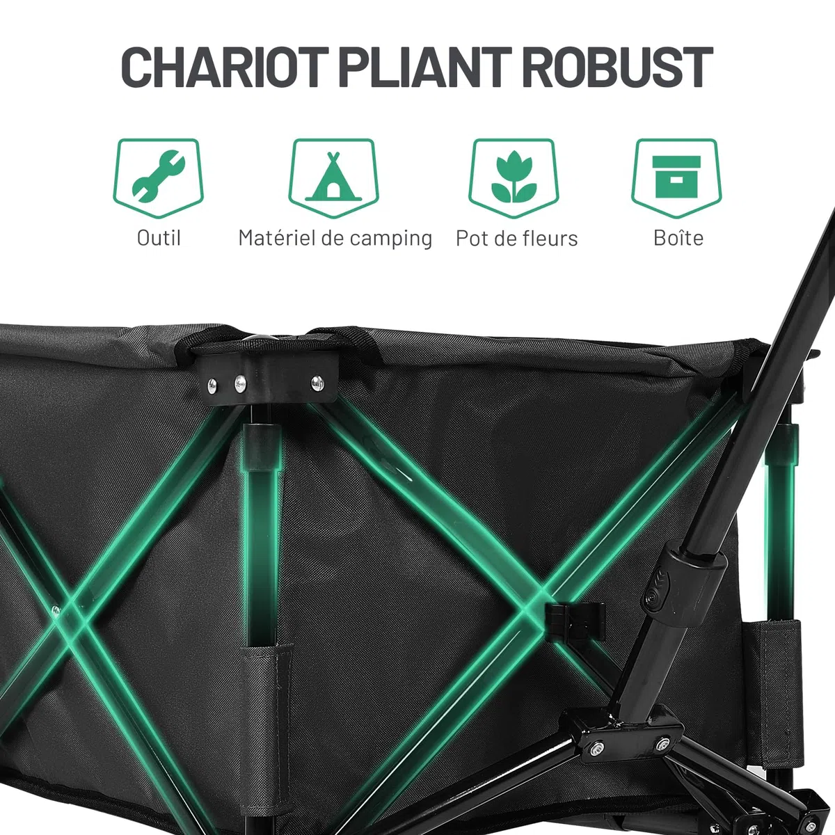 TIMBER RIDGE Chariot de Plage Pliable à roulettes Tout Terrain, Chariot de Jardin Poignée Réglable Charrette pour Extérieur Camping Pique-Nique BBQ Match Support 100kg
