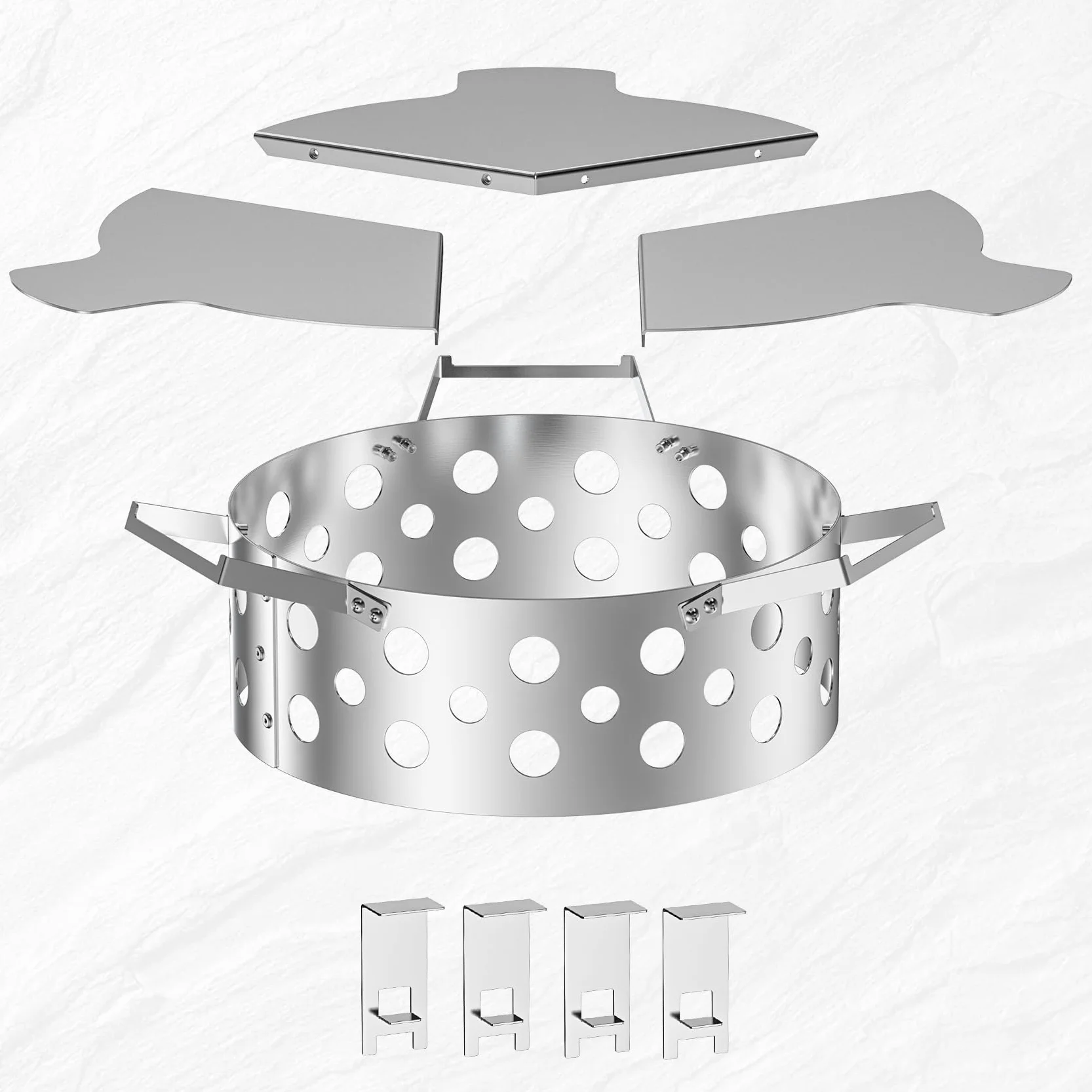 Onlyfire Kit de Fumage en Acier Inoxydable pour Barbecue Weber 57 cm, Boîte à Charbon avec Réflecteur de Chaleur