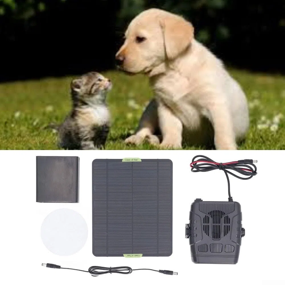 Chauffage solaire portable, chauffage à énergie solaire, souffleur d'air chaud 60 W pour poulailler, niche pour chien, chat et petite serre (A)