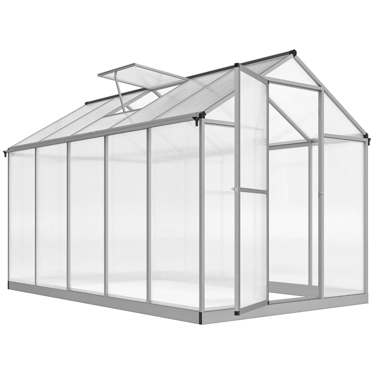 Outsunny Serre de Jardin en Aluminium Polycarbonate, Serre avec fenêtres supérieures réglables, Porte battante, abri extérieur résistant aux intempéries pour Plante Fleur, 303x183x195 cm, Transparent