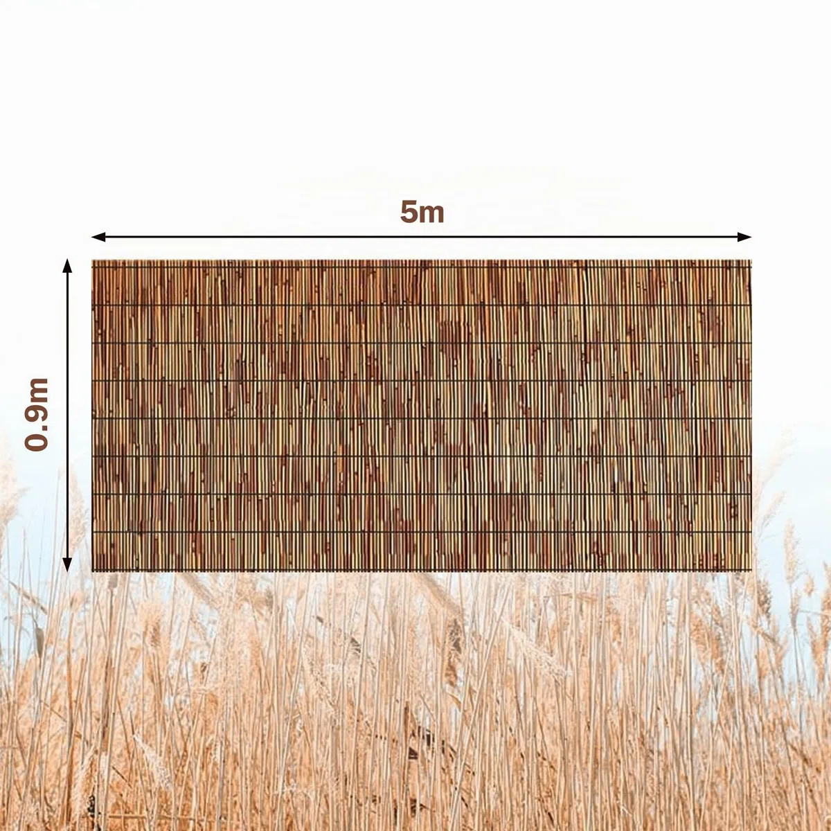 KOIUEYW Canisse en Roseau 90x500cm - Premium Brise Vue Jardin - Canisse Brise Vue Extérieur pour Jardin Terrasse Balcon Clôture Palissade - Marron