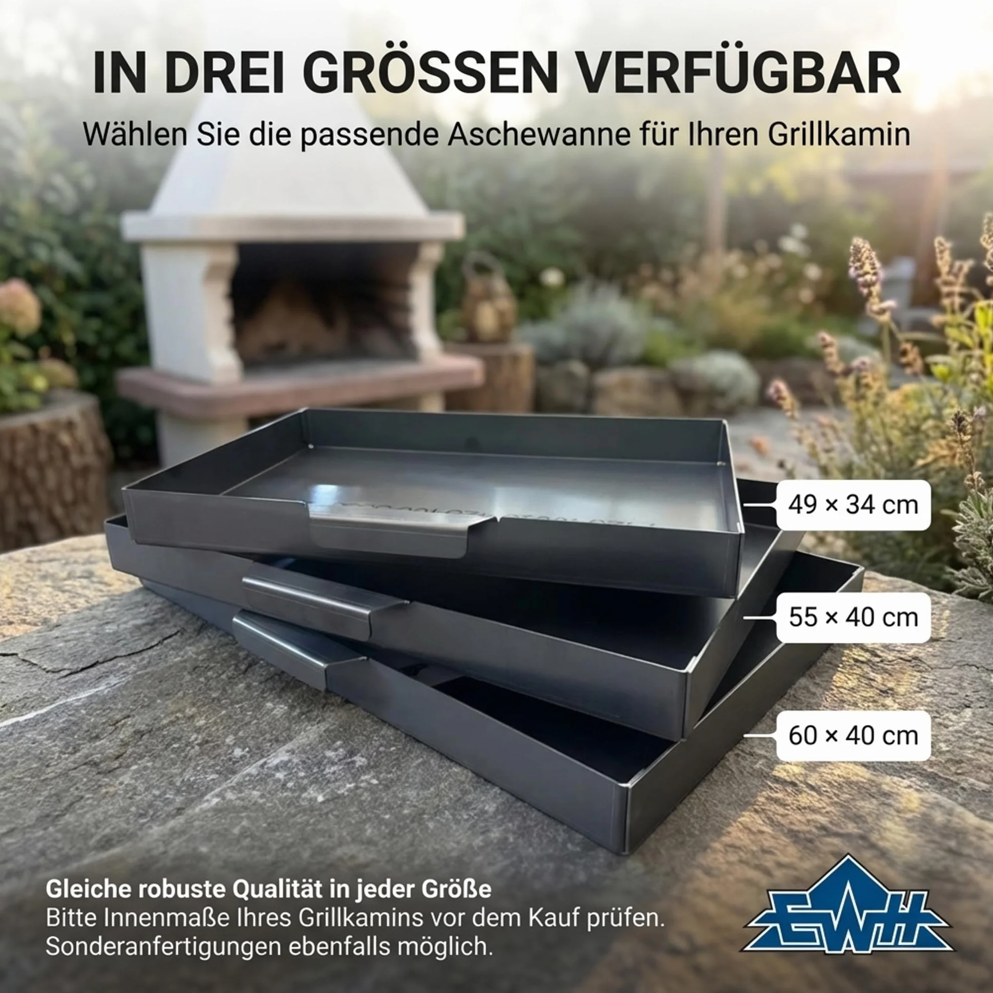 EWH Bac à cendres pour barbecue en acier CorTen aspect rouille (60 x 40 cm) Bac à cendres/bac à cendres, barbecue extérieur, cheminée extérieure