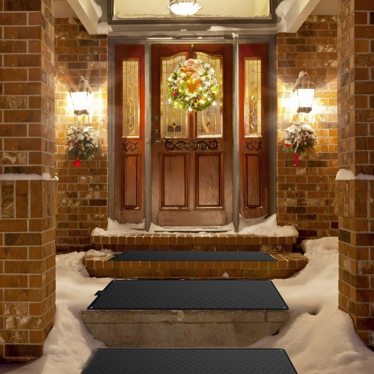 GOPLUS Tapis Chauffant de Fonte de Neige, Vitesse de Fonte 5cm/h, Tapis de Fonte de Neige et Glace en Caoutchouc Antidérapant, pour Entrée et Escaliers, 25 x 76CM (sans Cordon d'alimentation)
