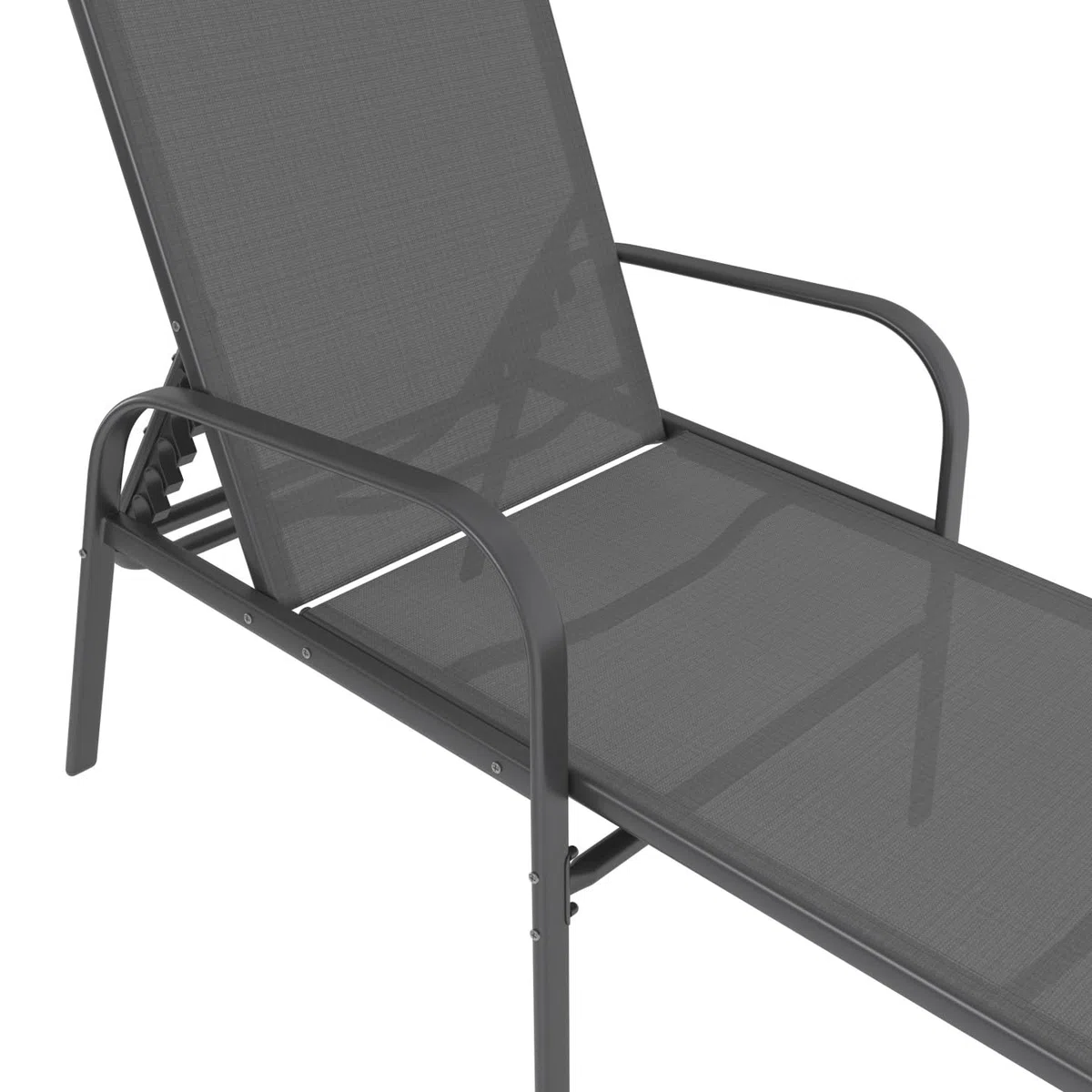 IDMarket - Lot de 2 transats de Jardin inclinables Fidji en Acier Gris Anthracite et Toile Grise