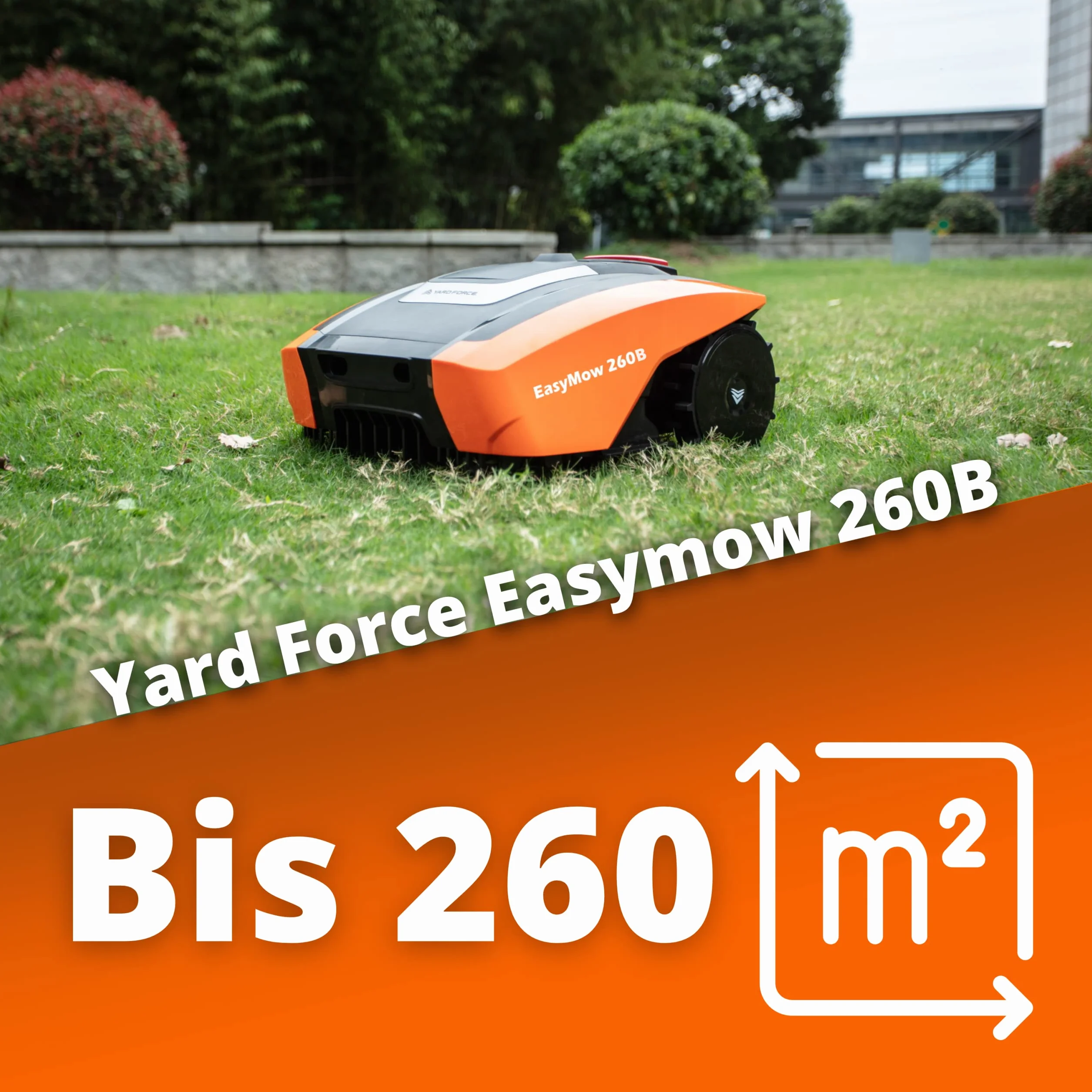 Yard Force Robot Tondeuse Easymow 260B pour Jardins jusqu'à 260m². Noir/Orange