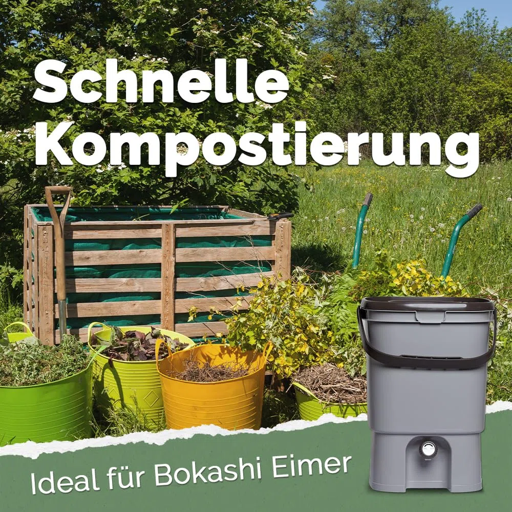 DIMIKRO Bokashi Ferment – Qualité biologique 2,0 kg dans un seau hermétique pratique – Aide à la fermentation pour seau Bokashi et compost – Élimine les odeurs, les moisissures et la pourriture