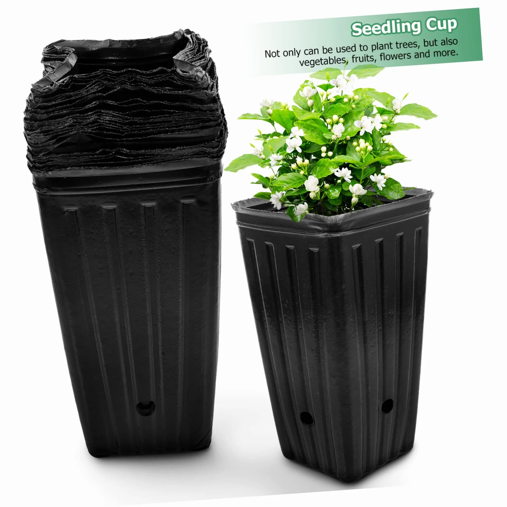 Happyyami Lot de 30 Godets de Pépinière Pots de Plantation Rectangulaires 10x20 cm Plastique Solide