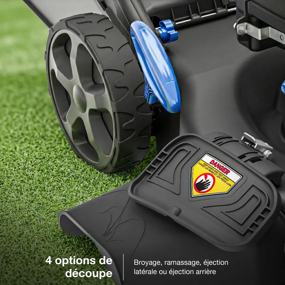 Hyundai Tondeuse à Gazon Thermique Autotractée Noire 51 cm, Moteur 196 cm3 5,5 CV 4 Temps, Bac 60 L, Coupe 4-en-1 Mulching, Garantie 3 Ans - HYM20200SPX