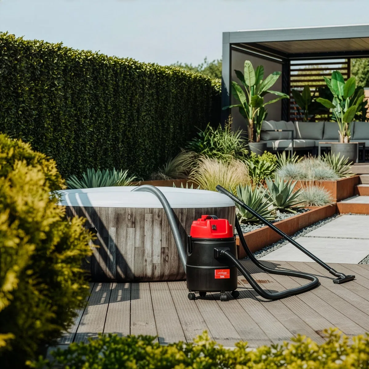 LEHMANN Aspirateur de Piscine 4-en-1 1400 W 30 L Sec Humide Soufflerie Noir Rouge