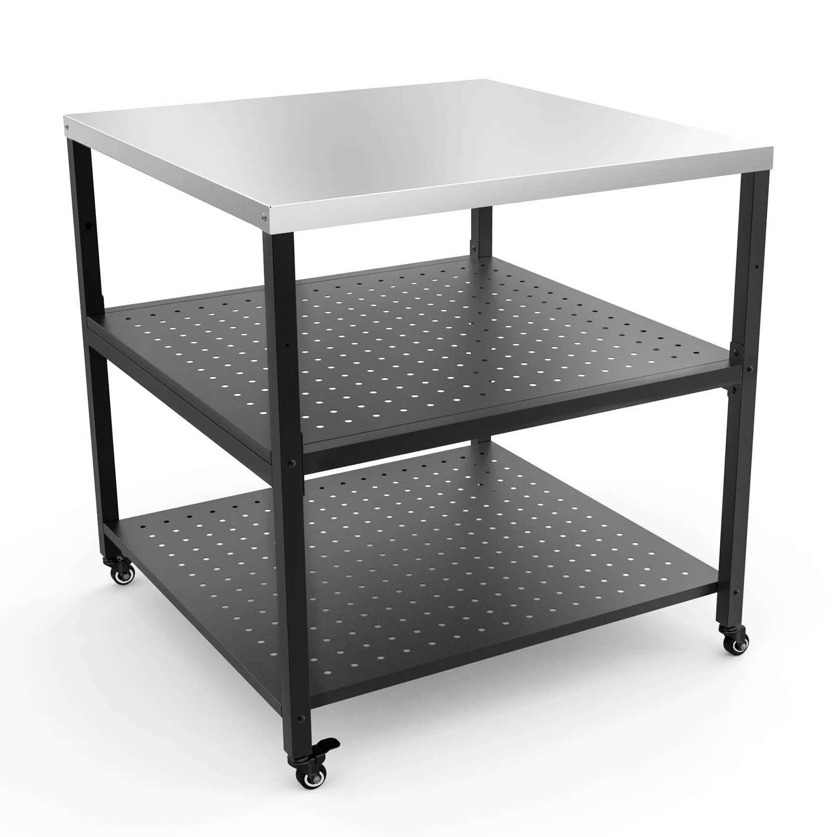 onlyfire Acier Inoxydable Table d'appoint,Table de Support de Four à Pizza avec Roue Poser Votre Four a Pizza,Accessoires Four à Pizza (80 x 80 x 83 CM)