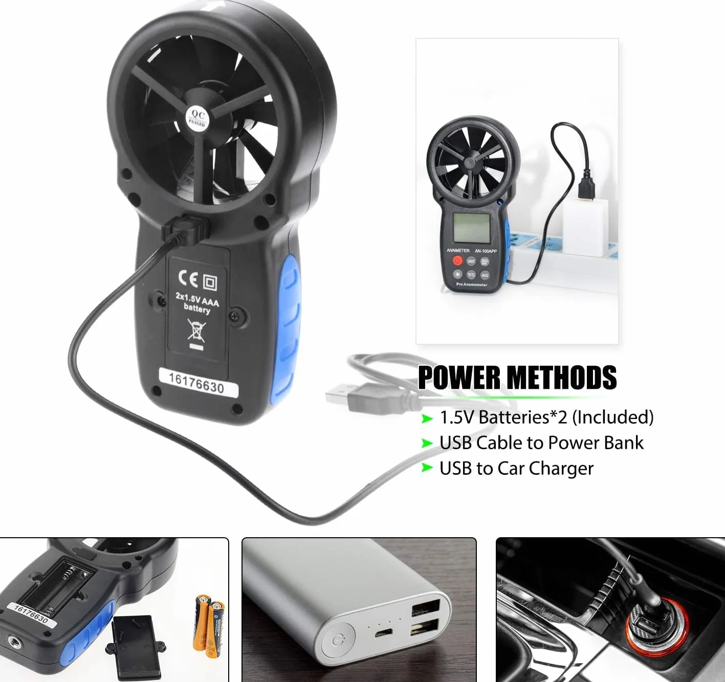 Anémomètre Enregistreur Bluetooth Compteur de Vent Vitesse, AIOMEST Anemometre Portable Connecté Mesureur Vitesse du Vent 30m/s et Température, Pour HVAC/CVC,VMC, Drone et Vents Conduits