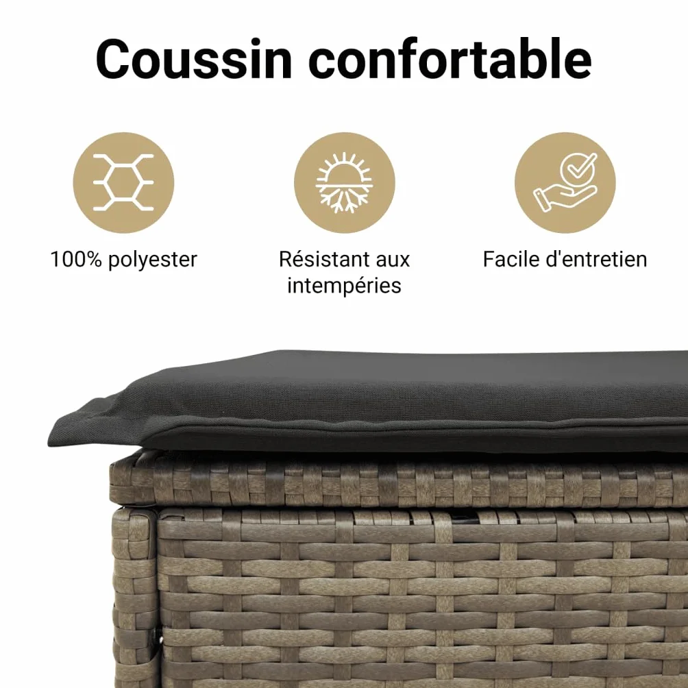 vidaXL Ensemble à Manger de Jardin avec Coussins 5 pcs, Table et Chaises à Dossier Rabattable, Meubles d'Extérieur Patio Terrasse, Gris Résine Tressée