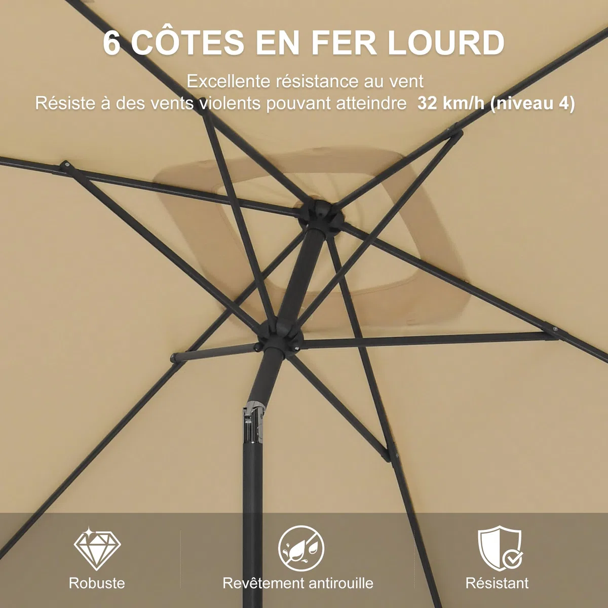 PURPLE LEAF Parasol de Jardin Extérieur Rectangulaire 200 x 300 cm avec Pied, Parasol Toile Toile Anti-UV 180 g/m² avec Inclinable des Deux Côtés pour Balcon, Terrasse, Plage, Beige
