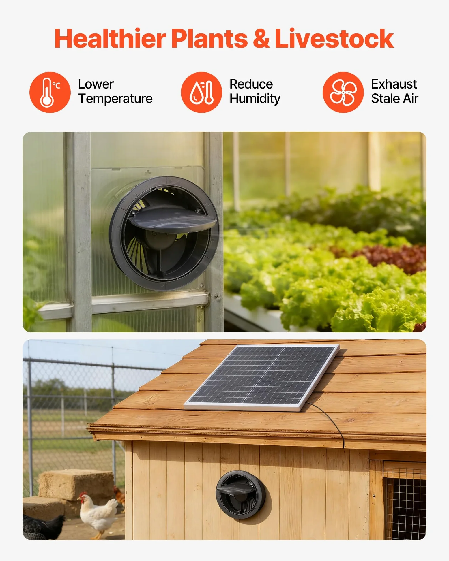 VEVOR Ventilateur Solaire avec Panneau Solaire 25 W et 1 Ventilateur, Extracteur d'air, Angle Réglable, 2030 TR/Min, pour Tente de Culture, Serre, Poulailler et Abri, Boîtier Alliage Alu Étanche IP65