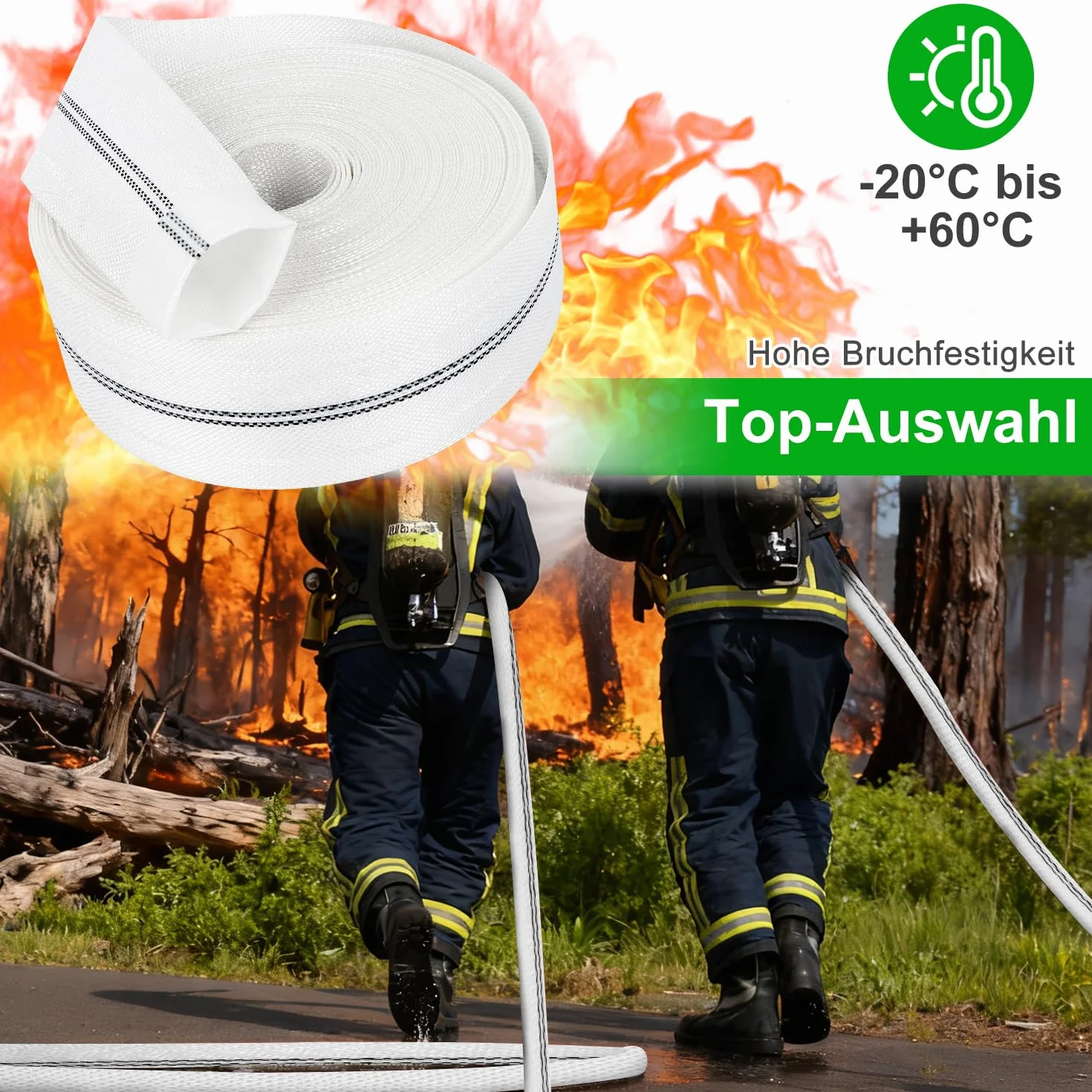 Tuyau Refoulement 1" Plat 25mm 20m 4Clips Pompe Eau Submersible Drainage Irrigation Jardin Piscine
