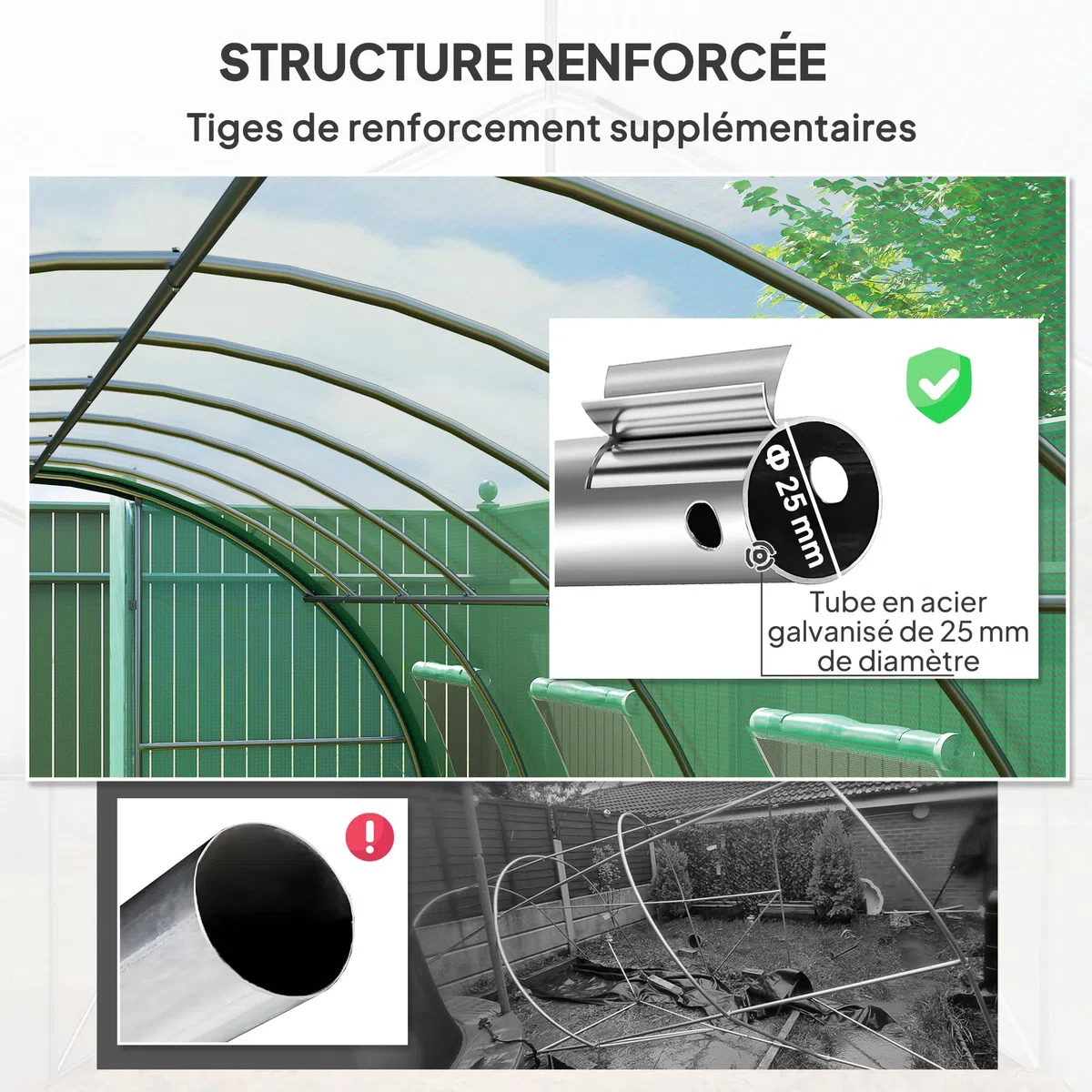 Outsunny Serre Tunnel de Jardin 18m² 600x300x200cm avec Portes et Fenêtres Moustiquaires PE Haute Densité 140g/m² Vert