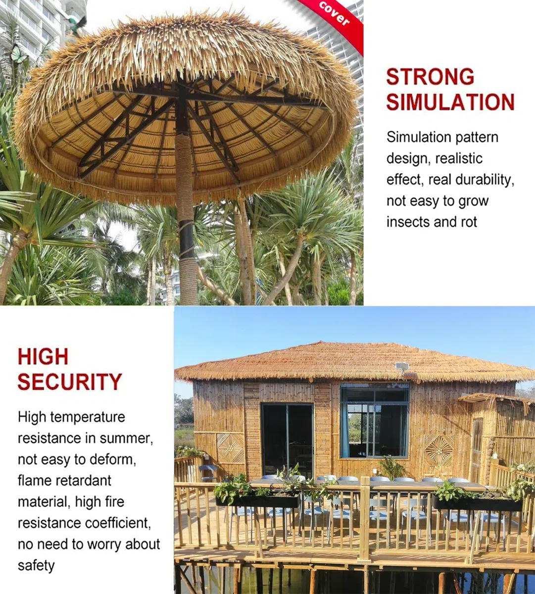 Toit de barre Tiki artificiel mexicain en palmier mexicain, rouleau de toiture en chaume pour tonnelle, terrasse, parasol, fête, décorations tropicales (taille : 0,5 x 10 m, couleur : orange)
