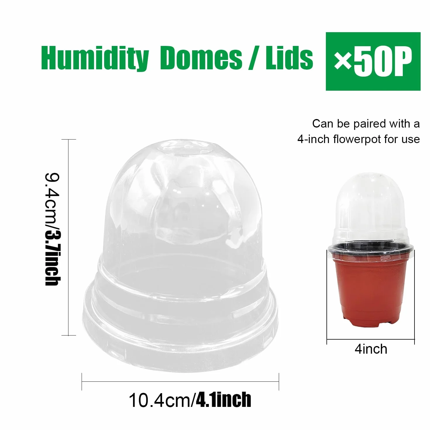 Lot de 50 dômes Transparents pour Pots de Fleurs 10,2 cm Jardinage intérieur extérieur