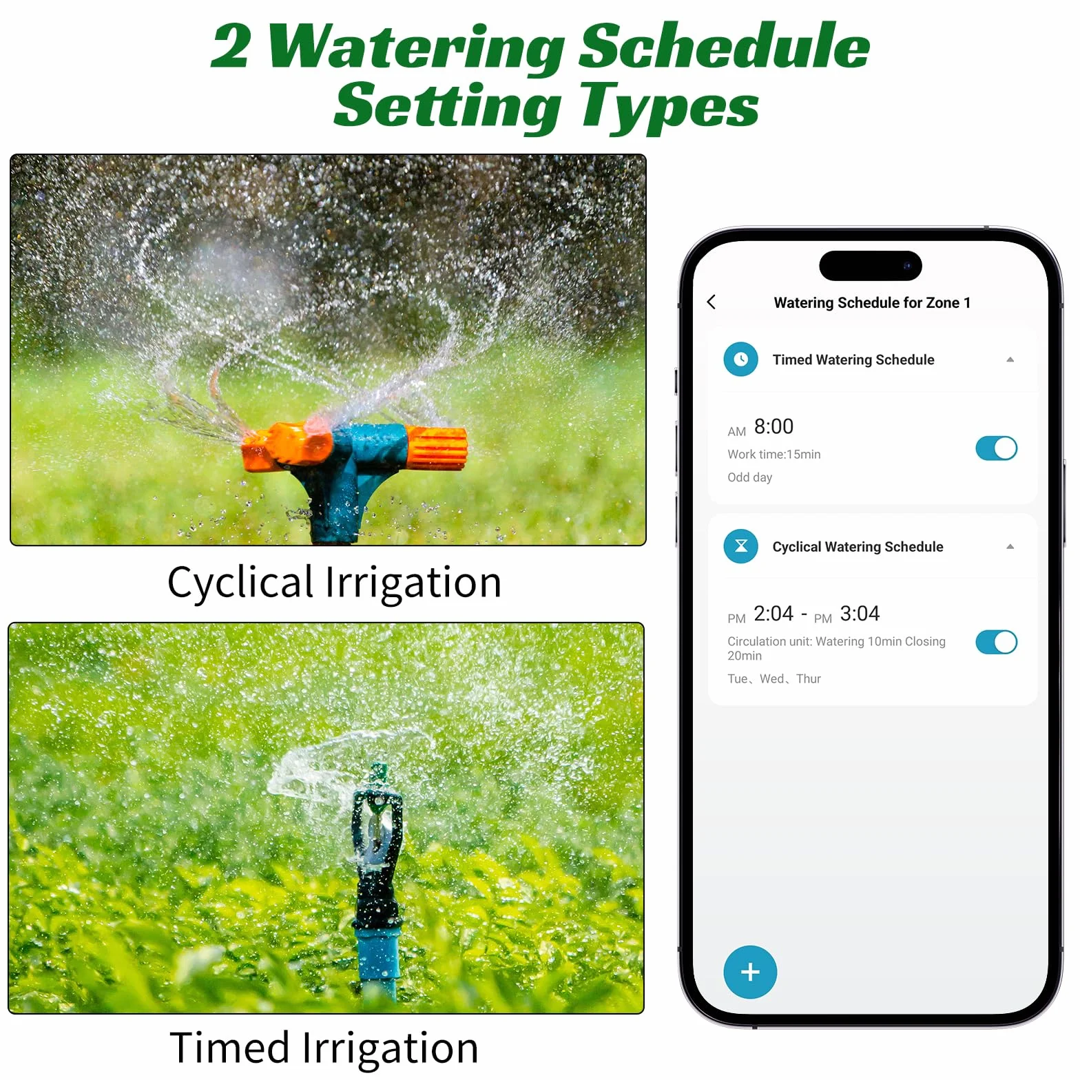 Programmateur Arrosage Automatique WiFi avec 2 Sorties pour Jardin, Pelouse, Programmable Arrosage Automatique de Plein Air,Système D'irrigation Intelligent avec WiFi Hub,Retardement de Pluie