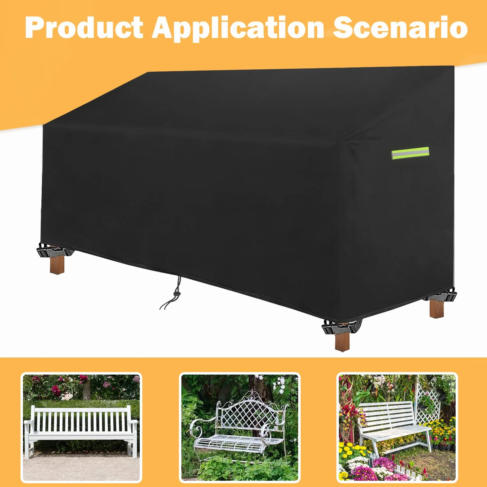 Housse de protection pour banc de jardin 3 places 165 x 67 x 65/91 cm Imperméable Résistant aux UV