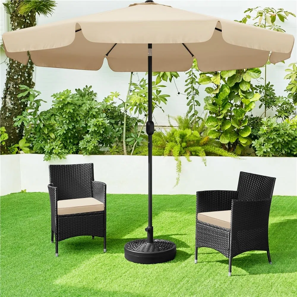 Yaheetech Pied de Parasol Remplie d'eau 22 L Base de Parasol en HDPE Imitation Rotin Socle de Parasol Extérieur pour Mât de Parasol de Ø 3,8 cm/4,8 cm Jardin Terrasse Piscine Noir