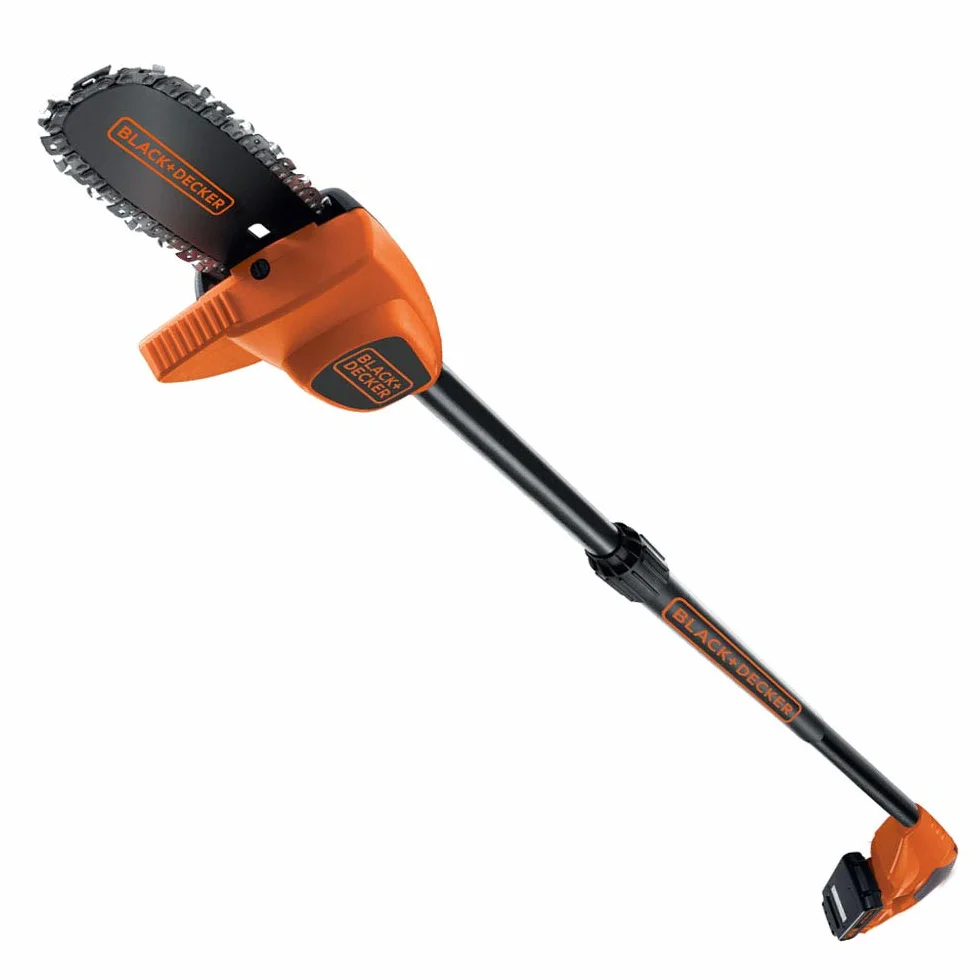 BLACK+DECKER Elagueur sur Perche Sans Fil 18 V - Coupe-Branches sur Batterie 18 V 2 Ah avec Manche Télescopique de 1,74 m à 2,92m et Grip à la Poignée et au Manche - Guide de 20 cm GPC1820L20-QW