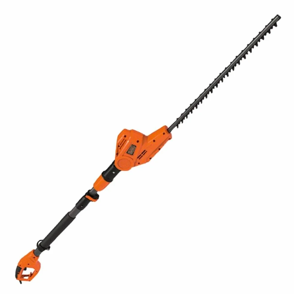 BLACK+DECKER Taille-Haies Sur Perche Filaire 550W, Taille-Haies Electrique 51 cm avec Lame Asymétrique, Manche Télescopique, Tête Pivotante et Double Interrupteur, Ecartement 22 mm, PH5551-QS Noir/Orange
