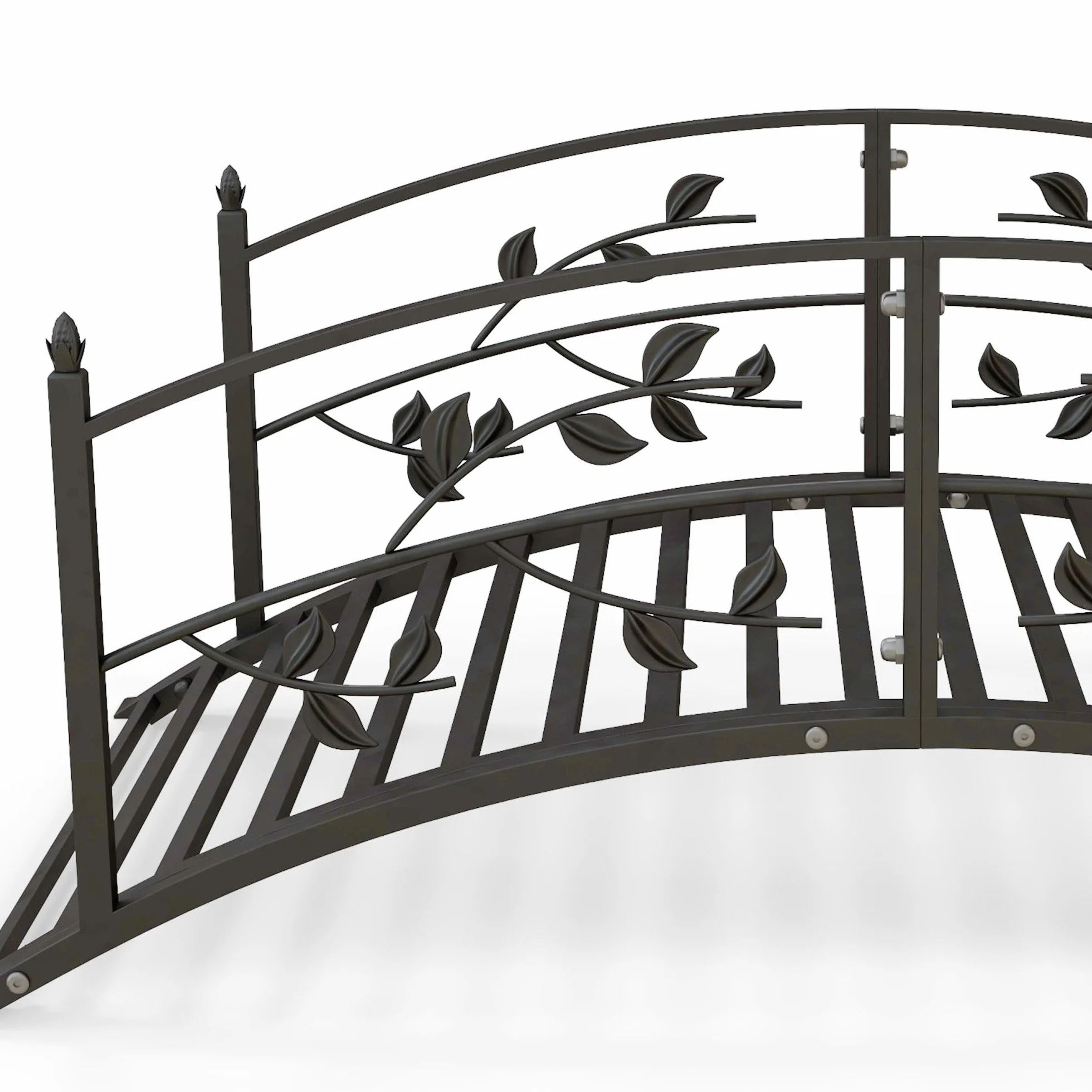 Outsunny Pont de Jardin - Pont de Bassin - décoration du Jardin dim. 119L x 67l x 47H cm avec Balustrade Motif de Vigne Acier Noir