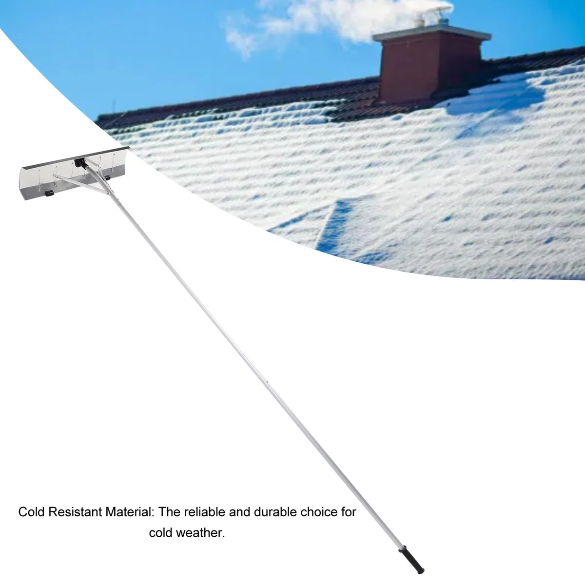Râteau Télescopique pour Toit à Neige, Outil de Déneigement Polyvalent en Aluminium Portable avec Poignée Extra Longue pour Maison et Voiture