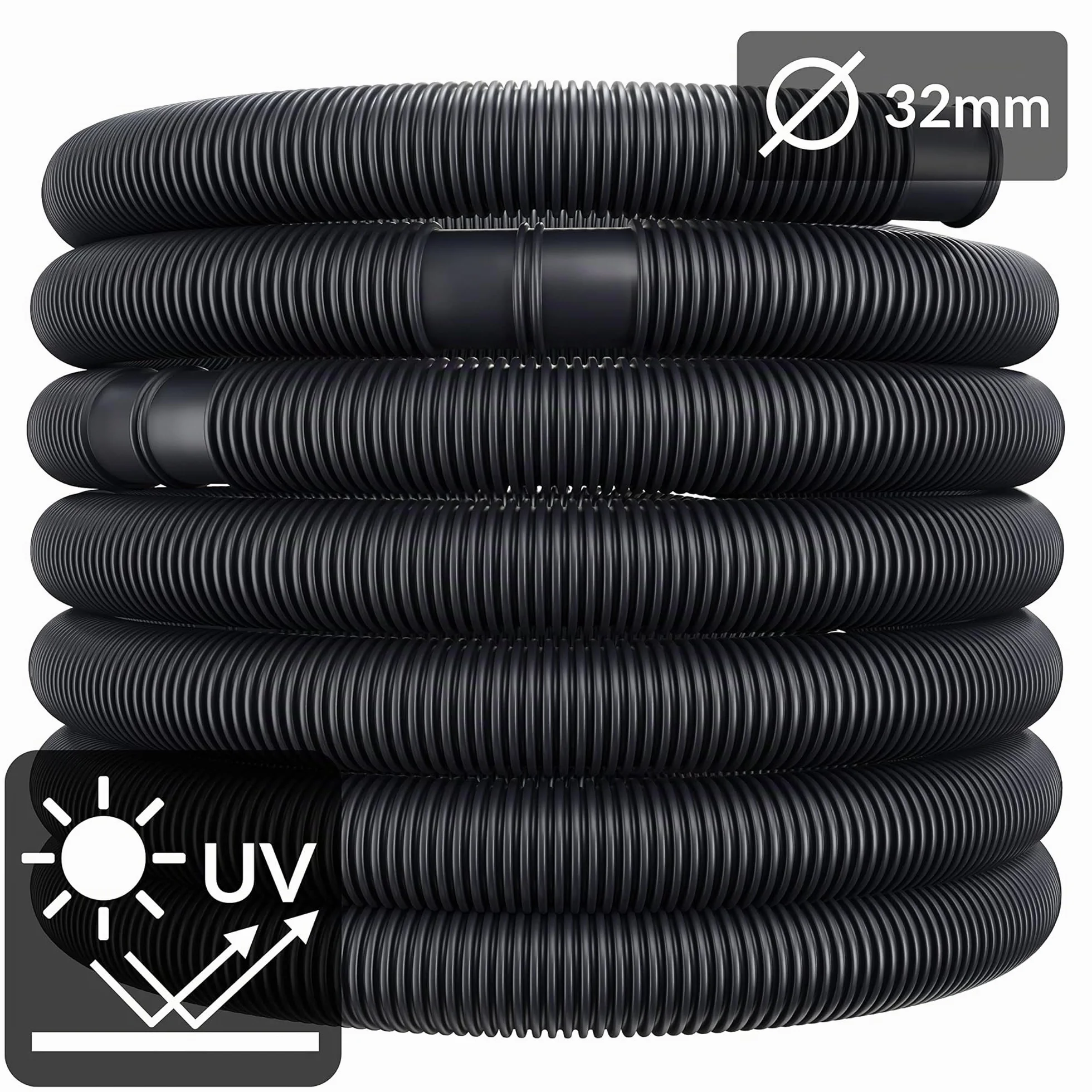 Monzana Tuyau Piscine 32 mm 6m Flexible Filtration Hors-Sol Pompe Filtre à Sable Noir