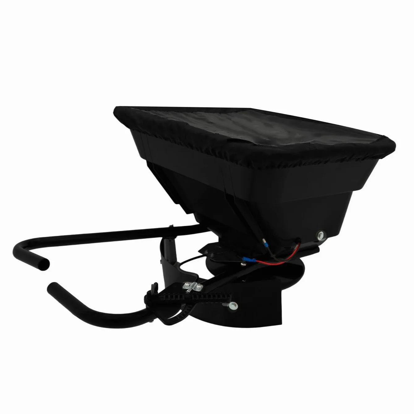 Épandeur Remorqué à Engrais Pour ATV Quad 12 V Capacité de Trémie 45,3 L 38 kg 560 TR/min Tractage Pour Sable Graine Sel Épandage Réglable 1490m² [Déflecteur & Housse de Pluie INCLUS]
