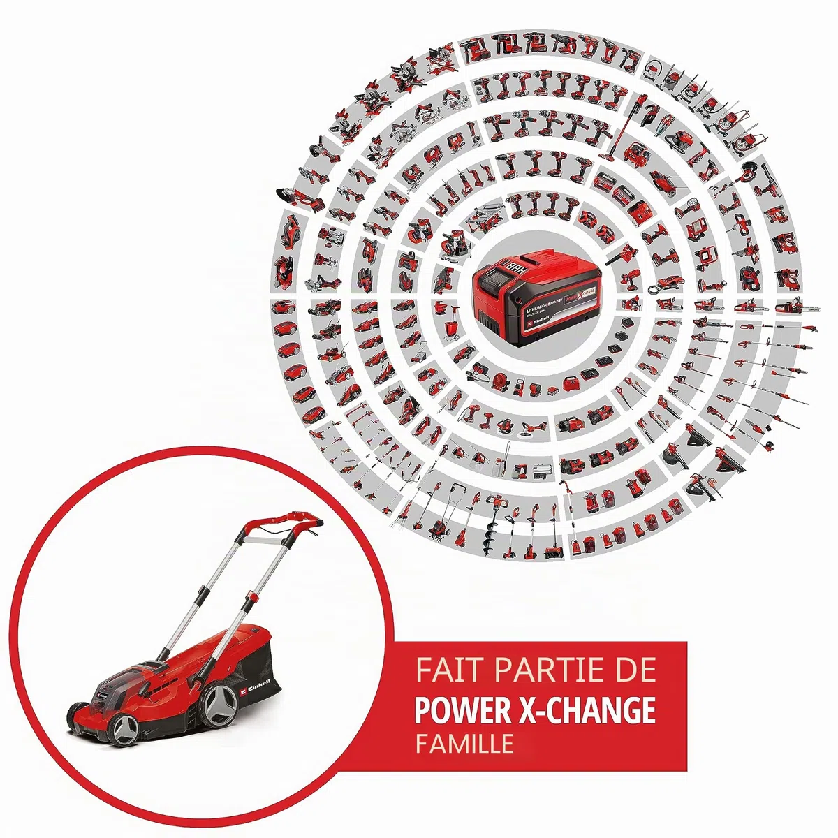 Einhell Tondeuse à Gazon sans Fil GP-CM 36/450 Kit Power X-Change (36 V, Largeur de Coupe 38 cm, 450 m², Moteur sans Charbon, Fonction Mulching, bac collecteur 45 L, 2 Batteries 4,0 Ah+Twincharger)