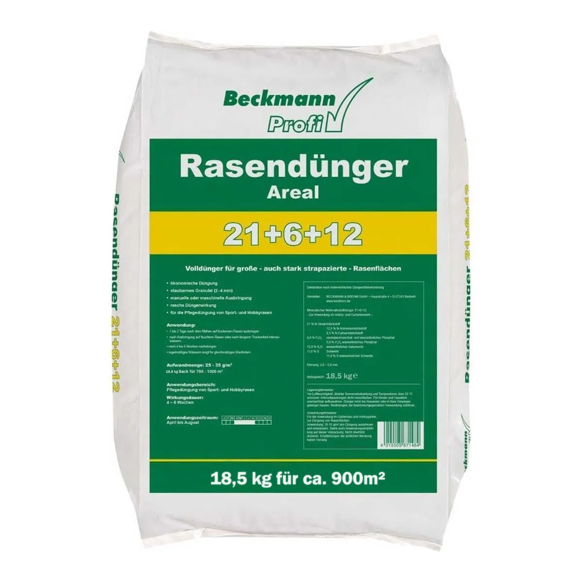Beckmann Engrais longue durée pour gazon Areal 25 kg pour 900 m²