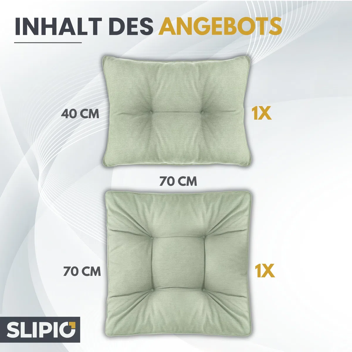 Coussins d'extérieur pour meubles de jardin 70x70 cm et dossier 70x40 cm imperméables rembourrage haut Pro+