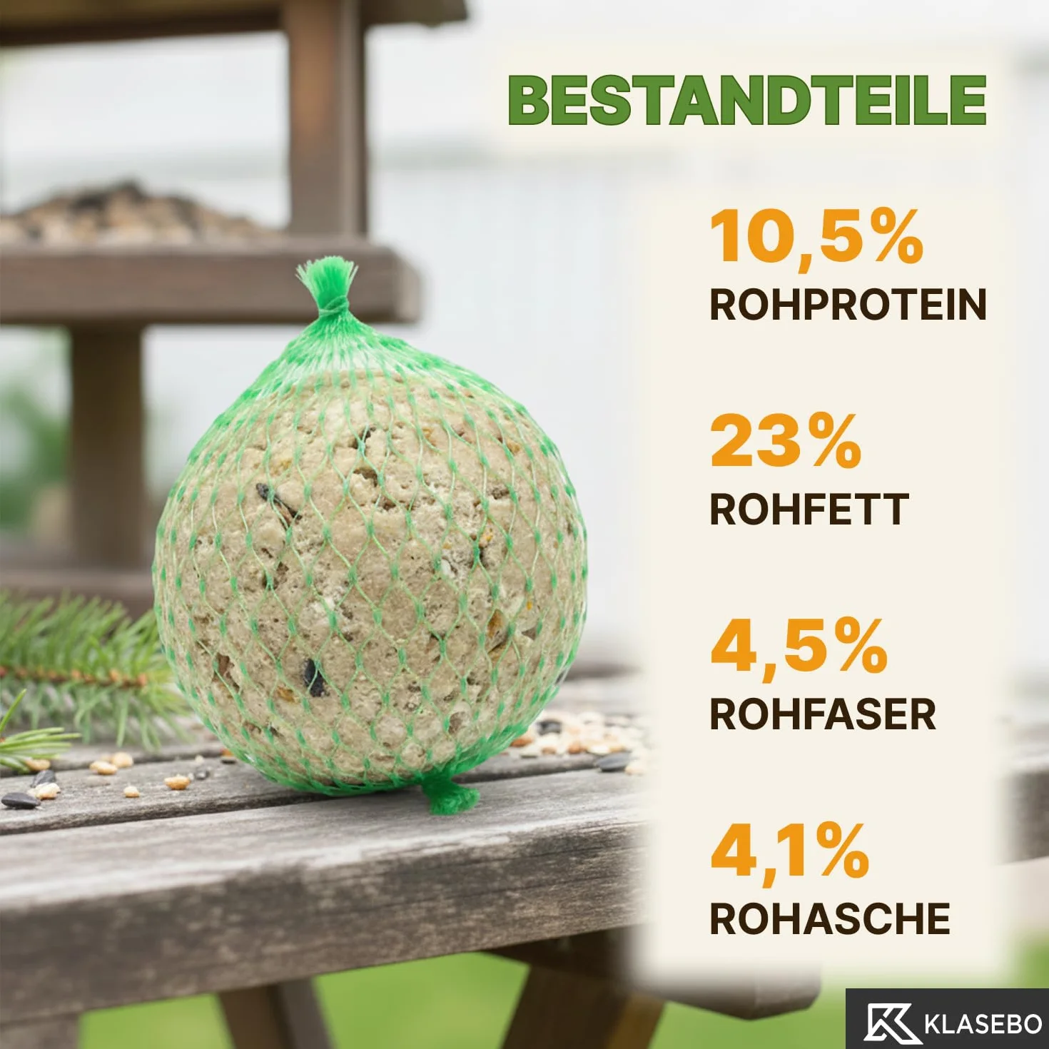 KLASEBO Boules de Graisse Oiseaux avec Insectes 100 x 90 g
