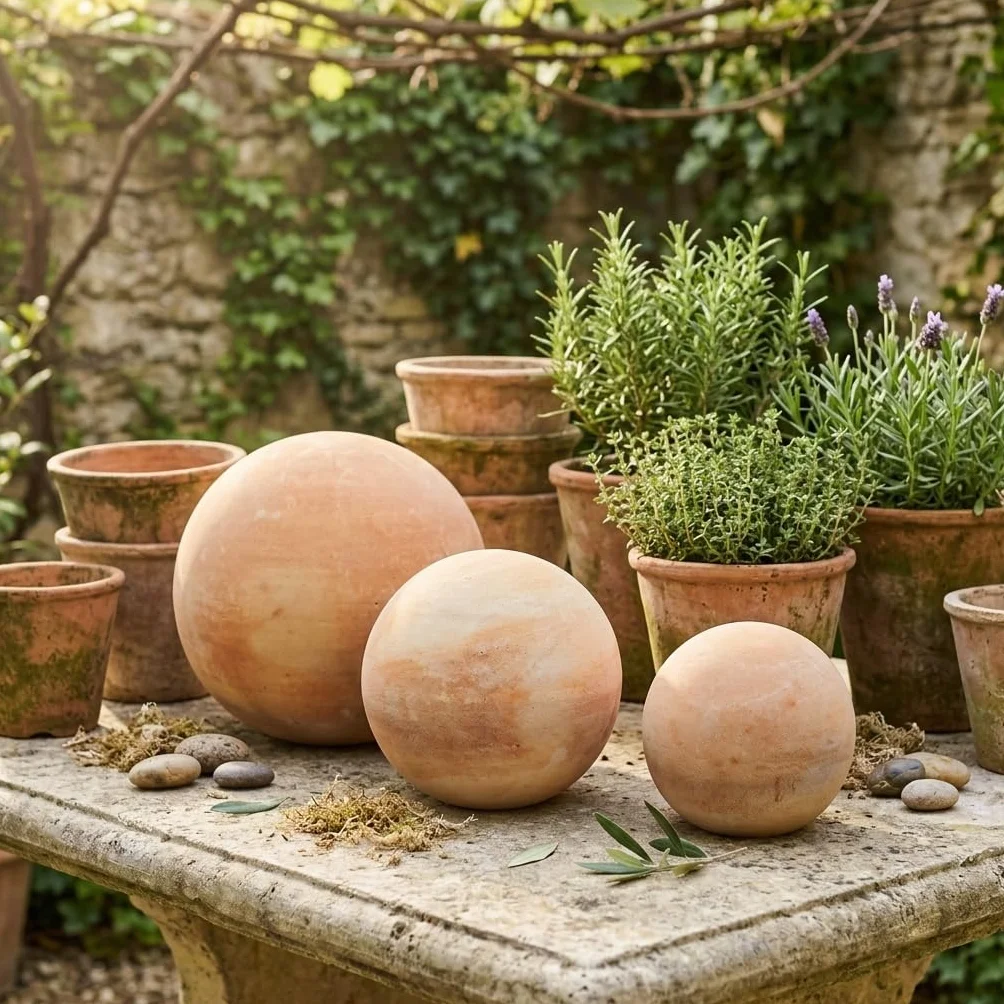 teramico Boules en Terre Cuite massives pour Durer : formées à la Main, résistantes au Gel et dans de Nombreuses Tailles pour Le Jardin (12cm, 16cm, 20cm et 28cm)
