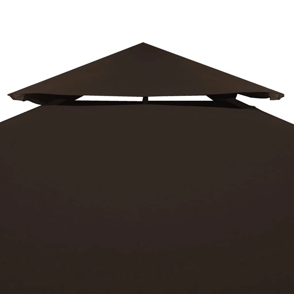 vidaXL Toile Supérieure Double de Belvédère Toit de Chapiteau Gazebo Jardin Terrasse Extérieur Protection Contre Le Soleil 310 g/m² 3x3 m Marron