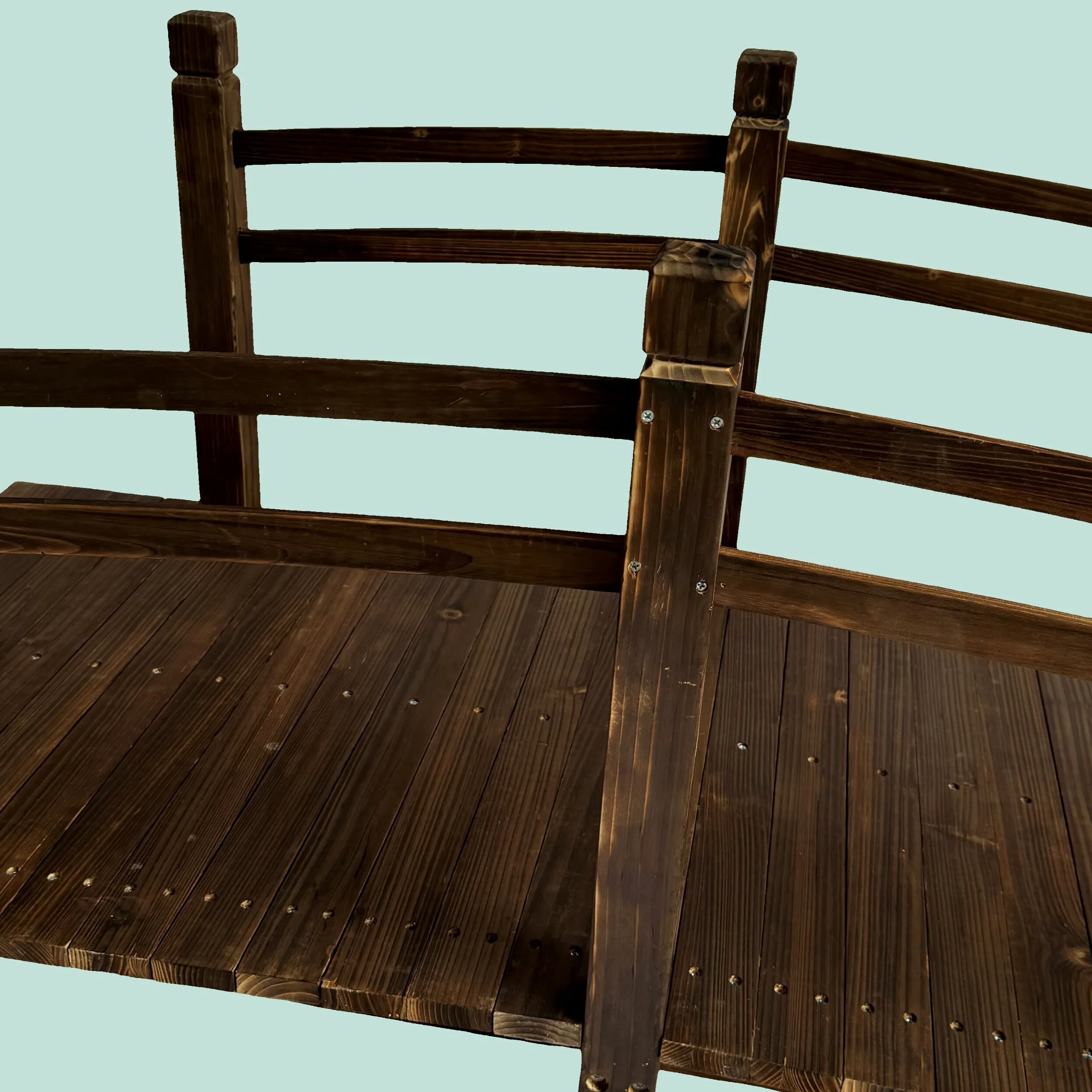 Relaxdays Pont de Jardin en Bois, Garde-Corps pour étang, Brun, 58 x 171,5 x 75 cm, 200 kg