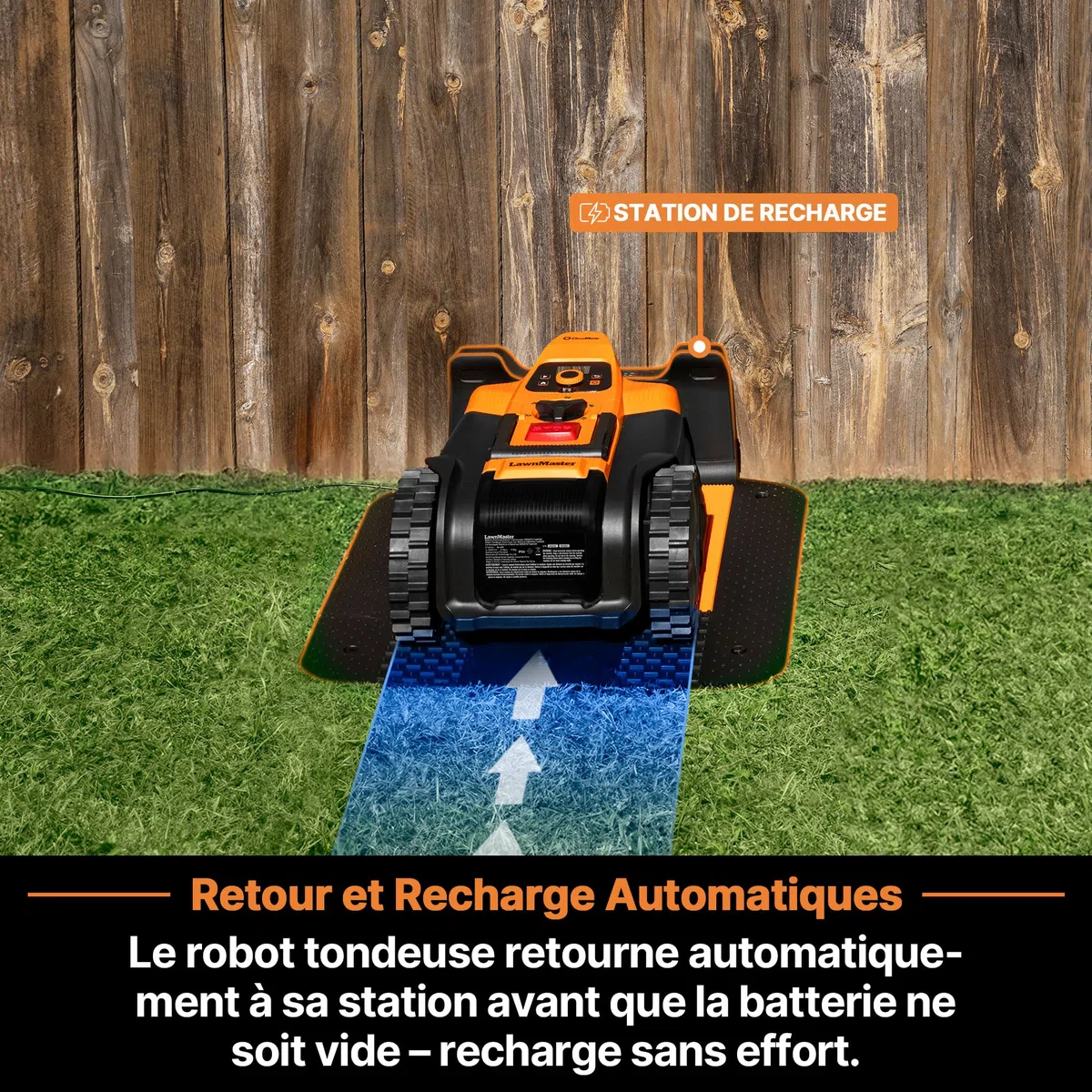 Lawnmaster OcuMow®18 Robot Tondeuse sans Fil 500 m² Navigation Visuelle Évitement Obstacles Station Charge Automatique Zones Interdites