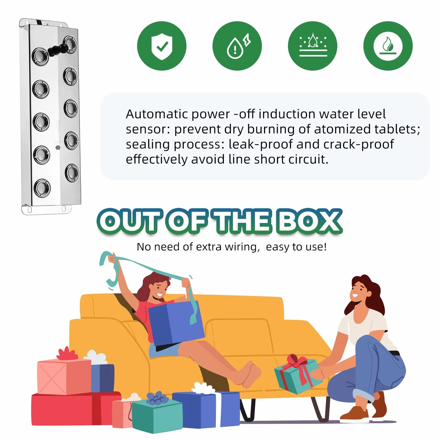 Brumisateur à ultrasons 10 têtes 7L/H 400W Mxmoonant Fabricant de Brouillard pour Conservation des Aliments