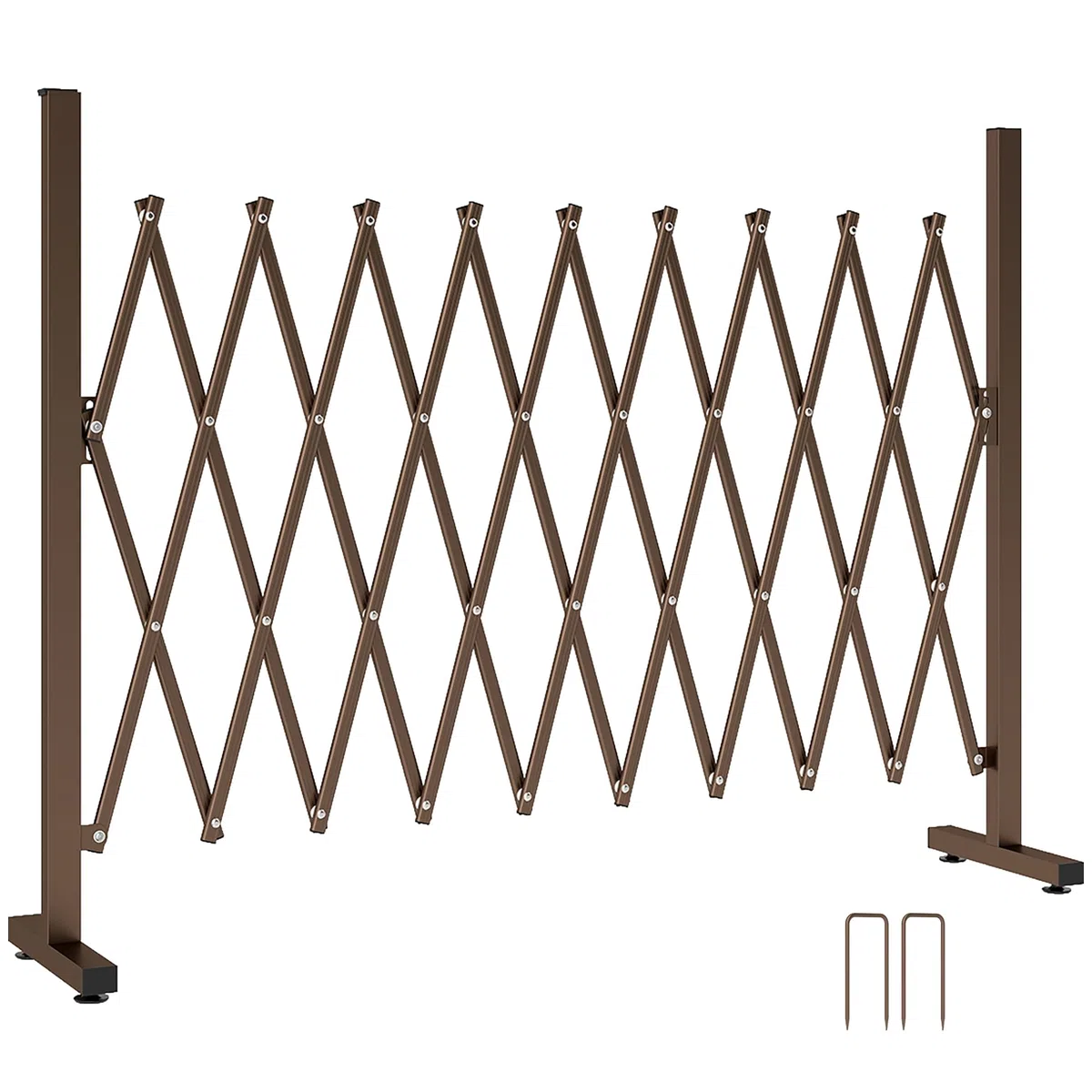 Outsunny Barrière Extensible rétractable barrière de sécurité 250L x 31l x 104H cm alu métal Chocolat
