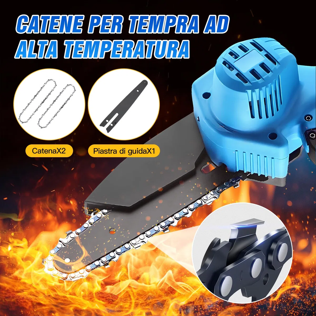 Coupe Branche Electrique,SéCateur éLectrique,Kit Tronconneuse A Batterie,2 Batterie 48v 2000mah,Viene Fornito Con Catena E Forbici.
