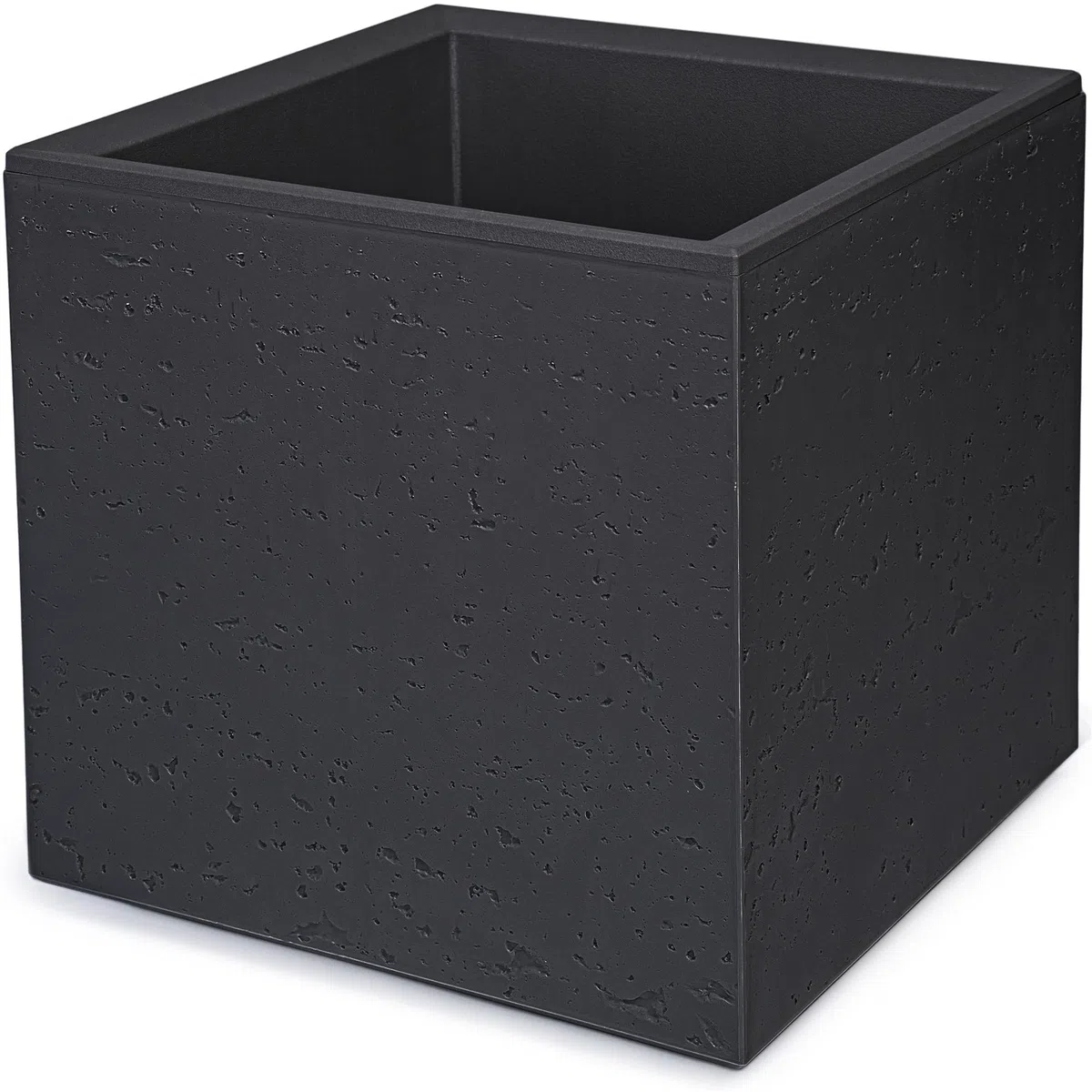 KONZEPT Grand pot de fleurs sur roulettes, en matériau 100 % recyclé, 30 x 30 x 30 cm, pour l'intérieur et l'extérieur, carré, noir, aspect béton, mobile, idéal pour le jardin, la terrasse, le balcon