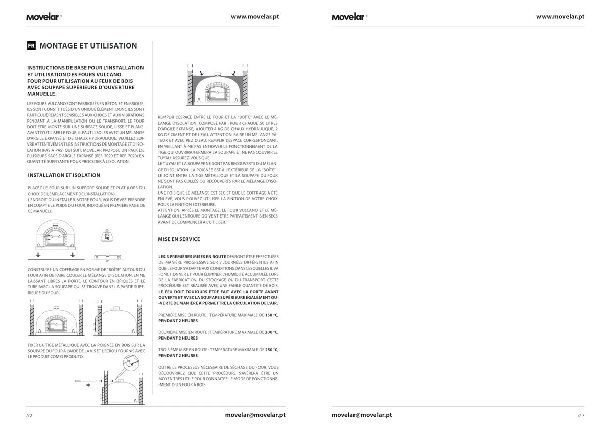 MOVELAR - Four à Bois Extérieur VULCANO (Blanc - 100 x 100 x 80 cm) - Four traditionnel extérieur, non isolé, béton réfractaire, cuisson feu bois, idéal terrasse et jardin