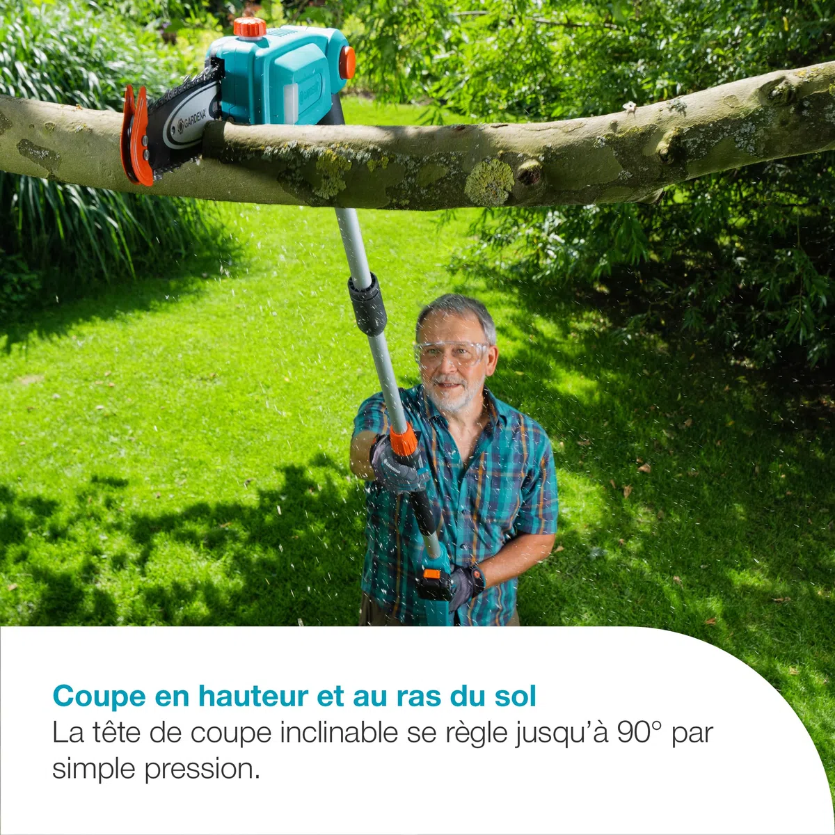 Gardena Elagueuse sur perche sur batterie TCS 20/18V P4A - sans chargeur ni batterie: Télescopique, Portée jusqu’à 4 m, Tête inclinable, Sans fil (14770-55)