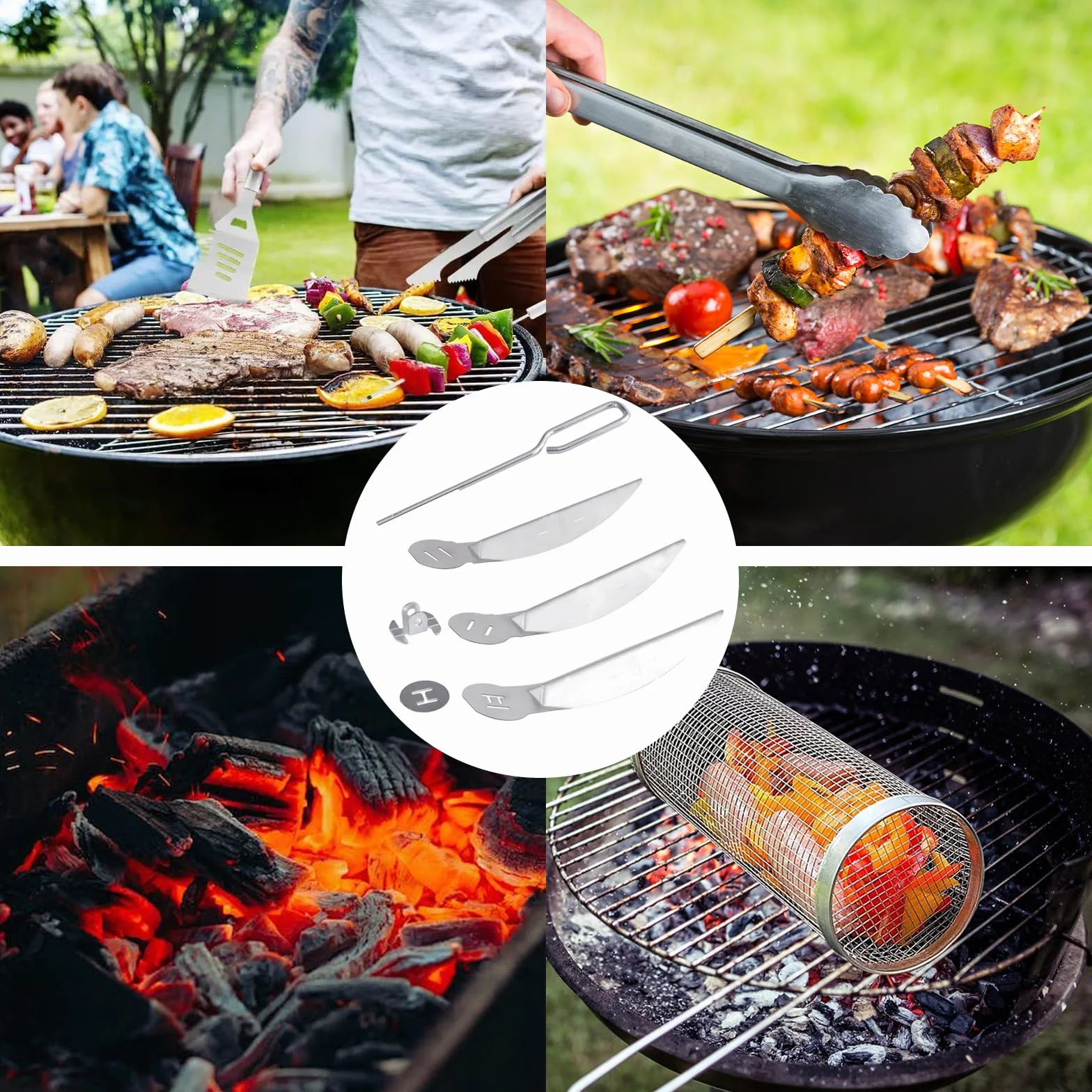 Lot de 2 kits de nettoyage One-Touch 18-1/2" pour Weber, pièces de rechange résistantes à la chaleur pour barbecue sphérique