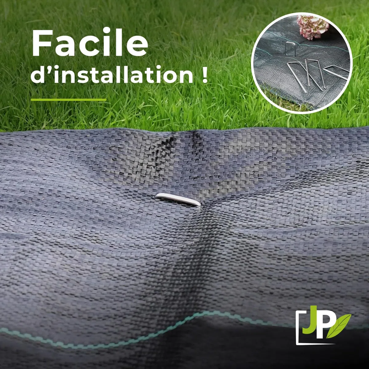 Toile de paillage tissée 90g/m² - Rouleau - Géotextile Anti-Mauvaises Herbes Haute résistance - Coloris Vert - Usage Jardin, allées, Cultures (1,50x50m)
