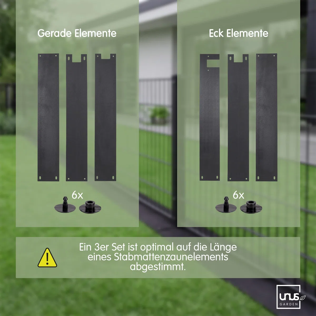 UNUS Keinkraut Protection contre les mauvaises herbes en plastique recyclé pour le coin de clôture S3 Noir