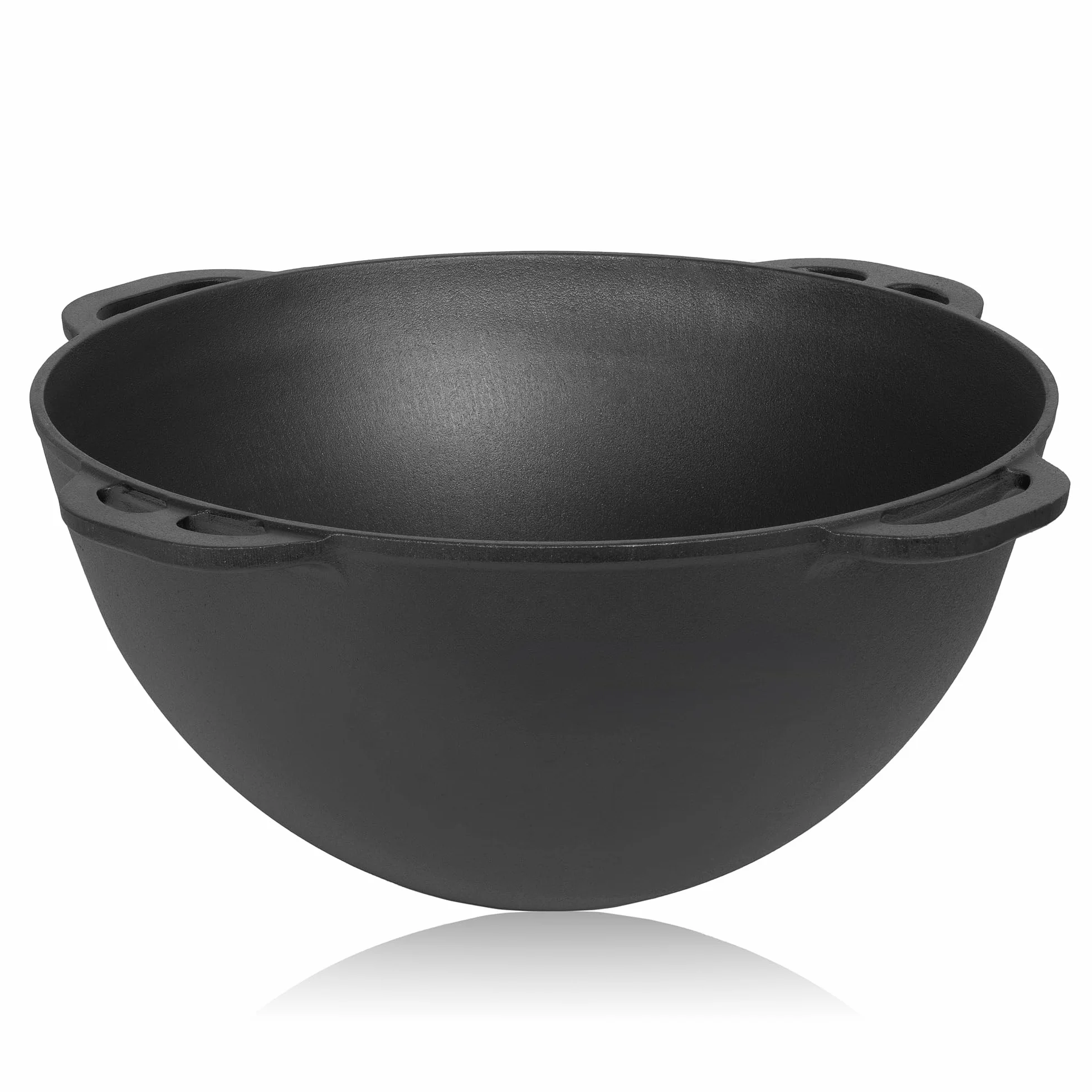 BBQ-Toro Fonte Kazan avec couvercle | Noir | Marmite traditionnelle en fonte | Kazan avec fond rond | Grillwok preseasoned-déjà cuit | Cocotte pour cuisiner, braiser, rôtir, frire