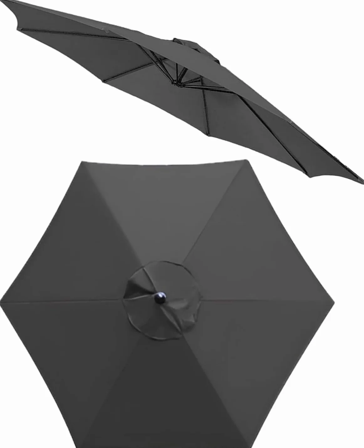 Auvent de Remplacement pour Parasol de Terrasse 2.7M 6 Baleines Toile Déporté Housse de Rechange Dark Gray